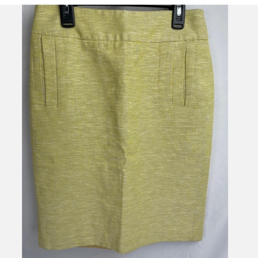 Banana Republic Women 0 Yellow Tweed Knit Lined Pencil Skirt Office